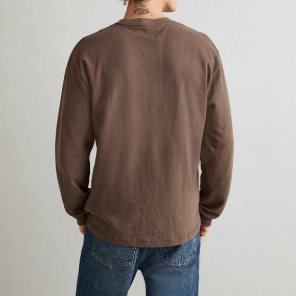 Madewell Brushed Long-Sleeve Boxy Tee in Roasted Chicory Heavyweight Cotton - Picture 4 of 13